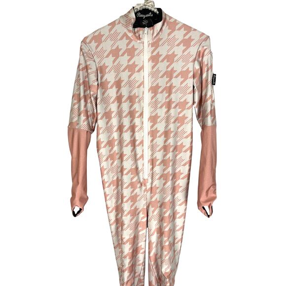 Racysuits Women's 1 Piece Ski Racing Suit in Pink/White Houndstooth Size S - Picture 4 of 9